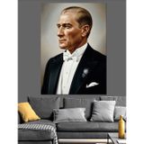 Tablomega Smokinli Atatürk Portre Resmi Dekoratif Kanvas - Mdf Ahşap Tablo