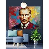 Tablomega Soyut Renkli Atatürk Portresi Dekoratif Kanvas - Mdf Ahşap Tablo