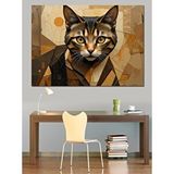 Tablomega Soyut Tarzlı Kedi Portresi Dekoratif Kanvas - Mdf Ahşap Tablo