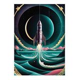 Tablomega Soyut Uzay Mekiği Roket Dekoratif Ahşap Tablo 35cm X50cm