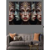 Tablomega Soyut Yüzler Ve Maskeler Dekoratif Kanvas - Mdf Ahşap Tablo