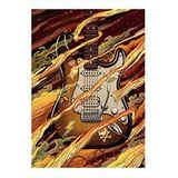 Tablomega Strat Elektro Gitar Desenli Ahşap Tablo 35cm X50cm