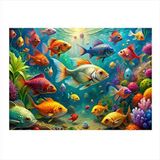 Tablomega Sudaki Balıklar Hediyelik Ahşap Tablo 25cmx 35cm
