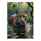 Tablomega Sudaki Leopar Model Ahşap Tablo 35cm X50cm