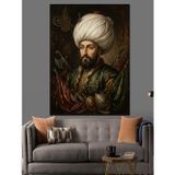 Tablomega Tahtında Oturan Osmanlı Sultanı Portresi Dekoratif Kanvas - Mdf Ahşap Tablo