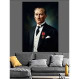 Tablomega Takım Elbiseli Atatürk Portresi Dekoratif Kanvas - Mdf Ahşap Tablo