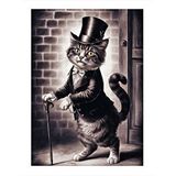 Tablomega Takım Elbiseli Kedi Ve Bastonu Desenli Ahşap Tablo 25cmx 35cm