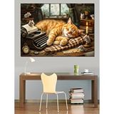 Tablomega Tarihi Kedi Dinleniyor Dekoratif Kanvas - Mdf Ahşap Tablo
