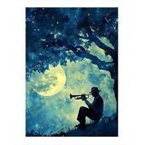 Tablomega Trombon Çalan Adam Desenli Ahşap Tablo 25cmx 35cm