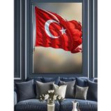 Tablomega Türk Bayrağı Dalgalanan Resim Dekoratif Kanvas - Mdf Ahşap Tablo