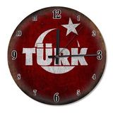 Tablomega Türk Yazı Bayrak Sessiz 50x50 cm Duvar Saati