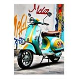 Tablomega Turkuaz Scooter Motor Hediyelik Ahşap Tablo 25cmx 35cm