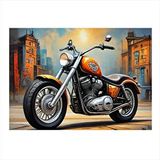 Tablomega Turuncu Chopper Motosiklet Model Ahşap Tablo 25cmx 35cm