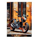Tablomega Turuncu Enduro Motosiklet Model Ahşap Tablo 35cm X50cm