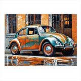 Tablomega Turuncu Yeşil Kaplumbağa Araba Mdf Poster 25cmx 35cm