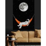 Tablomega Uzayda Uyuyan Astronot Hamak Dekoratif Kanvas - Mdf Ahşap Tablo