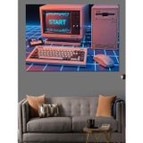 Tablomega Vintage Bilgisayar Pembe Dekoratif Kanvas - Mdf Ahşap Tablo
