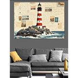 Tablomega Vintage Tarzlı Deniz Feneri Dekoratif Kanvas - Mdf Ahşap Tablo