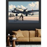 Tablomega Vintage Uçak Ve Bisiklet Dekoratif Kanvas - Mdf Ahşap Tablo