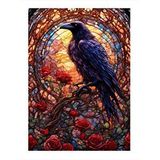 Tablomega Vitray Tarzında Karga Modern Ahşap Tablo 25cmx 35cm