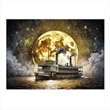 Tablomega Yandan Çarklı Tekne Modern Ahşap Tablo 25cmx 35cm