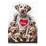 Tablomega Yavru Golden Köpekler Ve Annesi Dekoratif Ahşap Tablo 25cmx 35cm