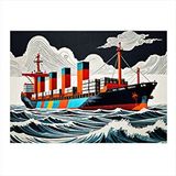 Tablomega Yük Gemisi Dekoratif Ahşap Tablo 25cmx 35cm