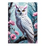 Tablomega Zeki Beyaz Baykuş Dekoratif Ahşap Tablo 25cmx 35cm