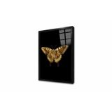 Tablosan Altın Kelebek Siyah Zemin Çerçeveli Cam Tablo 60X90 Cm Cb33095