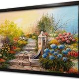 Tablosan Arnavut Kaldırımda Çiçekler Çerçeveli Mdf Tablo