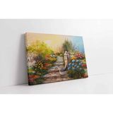 Tablosan Arnavut Kaldırımda Çiçekler Kanvas Tablo 75 X 100 Cm Kb17119