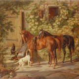 Tablosan At Ve Köpek Kanvas Tablo 60x80 cm Kb15101 60x80 cm