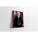 Tablosan Ay Yıldızlı Bayrak Önünde Atatürk Kanvas Tablo 40 X 60 Cm Ka02102