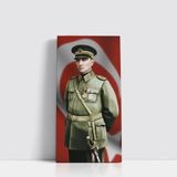 Tablosan Ay Yıldızlı Bayrak Önünde Genç Atatürk Çerçeveli Mdf Tablo 30x60 cm