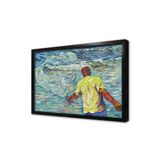 Tablosan Balık Ağı Atan Balıkçı Çerçeveli Mdf Tablo 30 X 40 Cm Mb22588