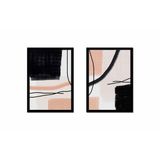 Tablosan Bej Siyah Soyut İkili Çerçeveli Mdf Tablo Seti 30 X 40 Cm Mb33161