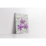 Tablosan Beyaz Taş Ve Mor Çiçekler Kanvas Tablo 70 X 100 Cm Ka03424