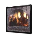 Tablosan Bir Adam Ve İsa Çerçeveli Cam Tablo 60X60 Cm Cb02426