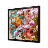 Tablosan Çiçek Ve Kelebek Çerçeveli Cam Tablo 60X60 Cm Cb03414