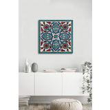Tablosan Çini Stilize Çiçek Desenleri Kanvas Tablo 90x90 cm 90x90 cm