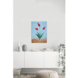 Tablosan Ebru Kırmızı Laleler Kanvas Tablo 20x30 cm