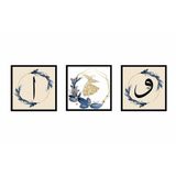 Tablosan Elif Vav Semazen Üçlü Çerçeveli Mdf Tablo Seti 30 X 30 Cm Mb33155