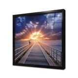 Tablosan Gün Batımı Deniz Ve İskele Çerçeveli Cam Tablo 20X20 Cm Ca20563