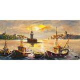 Tablosan Gün Batımı Tekneler Ve Kız Kulesi Kanvas Tablo 80x160 cm Kb16180 80x160 cm