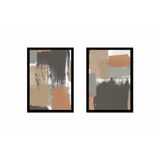 Tablosan Haki Ve Kiremit Tonları Soyut İkili Çerçeveli Mdf Tablo Seti 20 X 30 Cm Mb33267