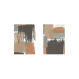 Tablosan Haki Ve Kiremit Tonları Soyut İkili Kanvas Tablo Seti 30 X 40 Cm Kb33267