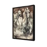 Tablosan İkili Beyaz At Portre Çerçeveli Mdf Tablo 60 X 80 Cm Mb15045