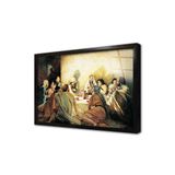 Tablosan İsa Masaya Yaslanıyor Çerçeveli Cam Tablo Cb02570 Siyah,50X70