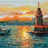 Tablosan Istanbul Boğazı Tenkeler Ve Kız Kulesi Kanvas Tablo 100x200 cm Kb16218 100x200 cm