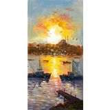 Tablosan Istanbul Iskele Ve Gün Batımı Kanvas Tablo 40x80 cm Kb16191 40x80 cm
